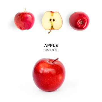 Creative layout made of apple on the white background. Flat lay Stock Photos