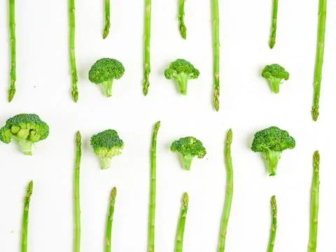 Creative layout made of broccoli. Flat lay. Food concept. Vegetables isolated 库存照片