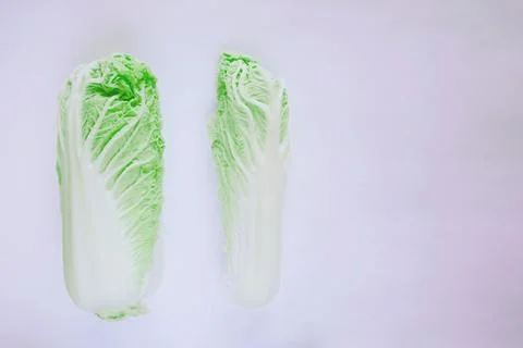 Creative layout made of chinese cabbage on a white background. Food concept. Stock Photos