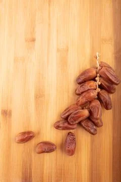 Creative layout made of dried date. Flat lay. Food concept. Stock Photos