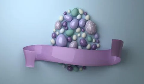 Creative layout made of eggs on blue background. Flat lay. Easter concept. Stockillustratie