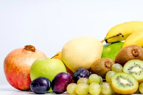 Creative layout made of fruits on a white background Stock Photos