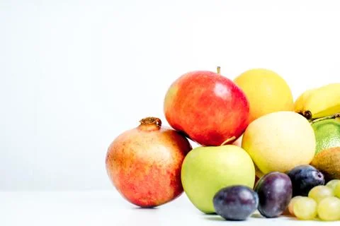 Creative layout made of fruits on a white background Stock Photos