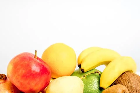 Creative layout made of fruits on a white background Stock Photos