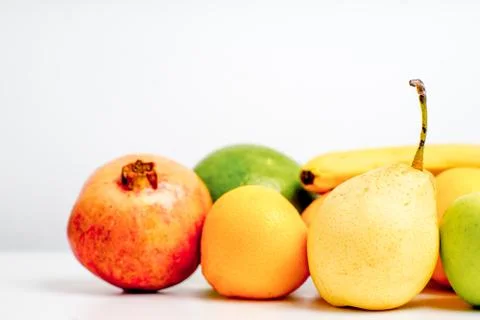 Creative layout made of fruits on a white background Stock Photos
