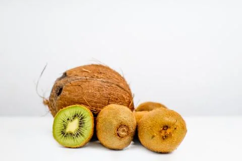 Creative layout made of fruits on a white background Stock Photos