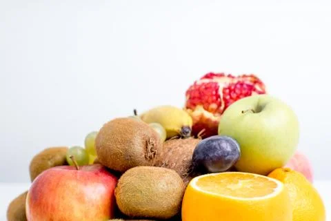 Creative layout made of fruits on a white background Stock Photos