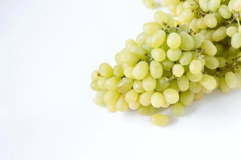 Creative layout made of green grape. Flat lay. Food concept. . Photos