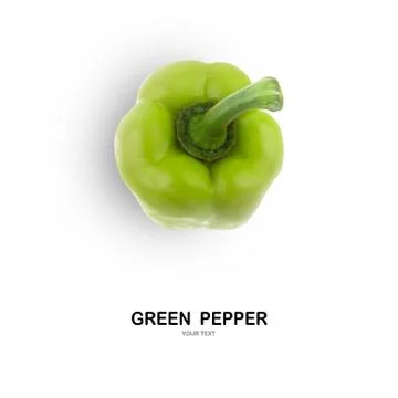 Creative layout made of Green pepper isolated on white Stock Photos