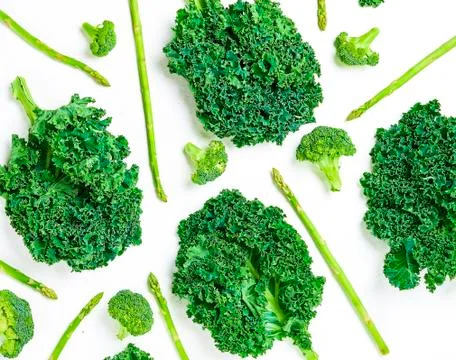 Creative layout made of kale. Flat lay. Healthy food concept. Photos