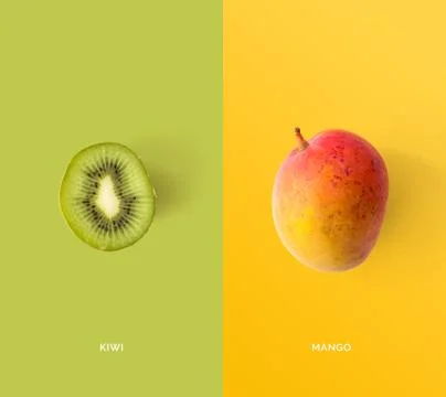 Creative layout made of kiwi and mango. Food concept. Stock Photos