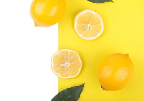 Creative layout made of lemon. Flat lay. Stock Photos