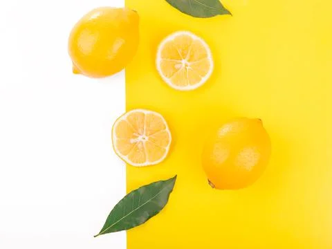 Creative layout made of lemon. Flat lay. Stock Photos