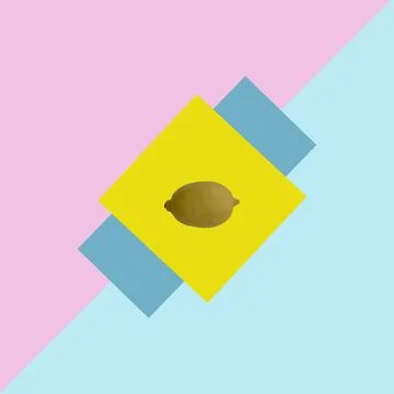 Creative layout made of lemon on green mint color background. Flat lay. Stock Illustration