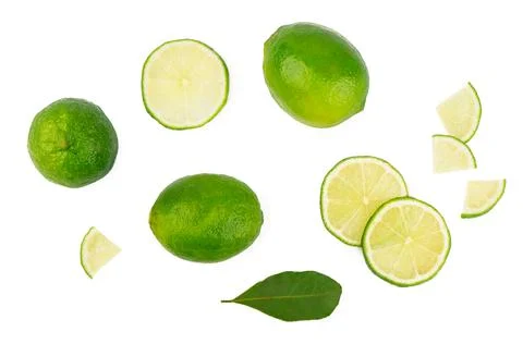 Creative layout made of lime. Flat lay. Stock Photos