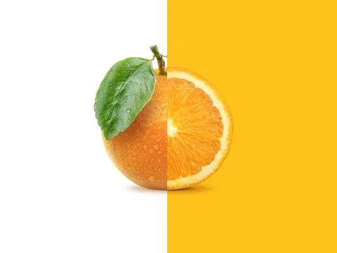 Creative layout made of Orange fruit . Flat lay. Food concept Stock Photos
