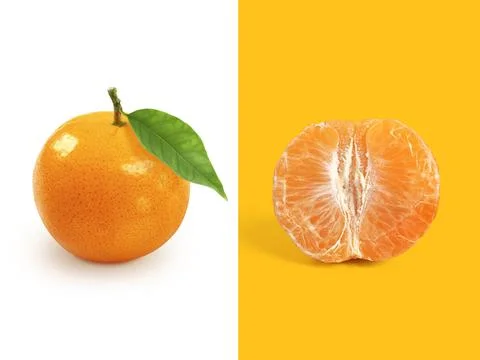 Creative layout made of Orange fruit . Flat lay. Food concept Stock Photos