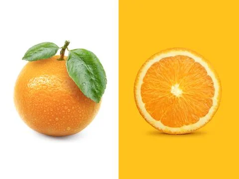 Creative layout made of Orange fruit . Flat lay. Food concept Stock Photos