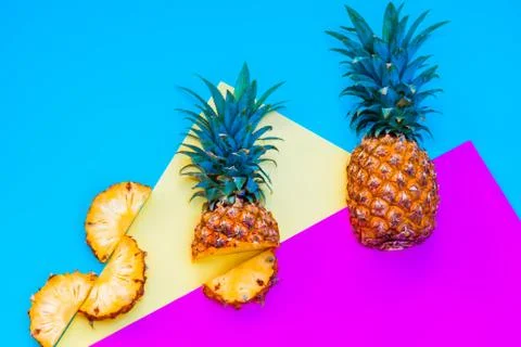 Creative layout made of pineapple. Food concept. Stock Photos