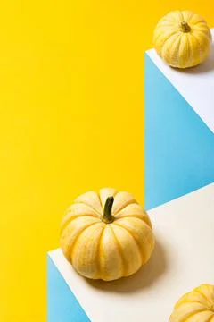 Creative layout made of pumpkin. Minimal surrealism background. Food gravity Stock Photos