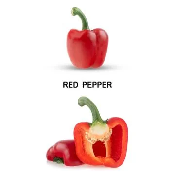 Creative layout made of Red pepper isolated on white Foto stock