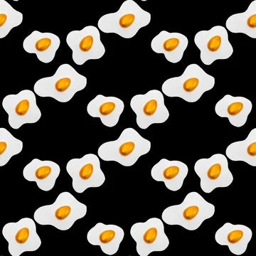 Creative layout made of scrambled eggs with decorated golden Easter eggs on.. 스톡 사진