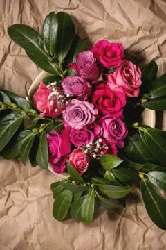 Creative layout roses flowers Stock Photos