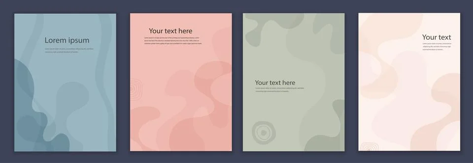 Creative layout template set in minimalist style with curved shapes. Leaflet Stock Illustration