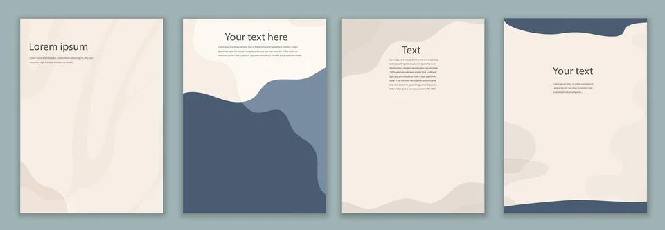 Creative layout template set in minimalist style with curved shapes. Leaflet Stock Illustration