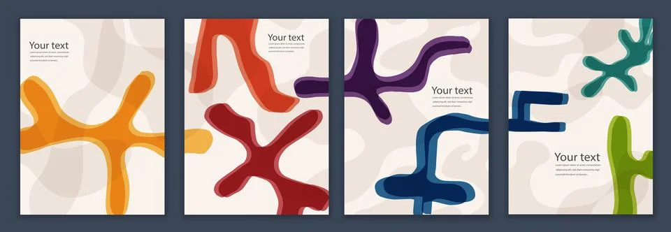 Creative layout template set in minimalist style with curved shapes. Banners Stock Illustration