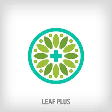 Creative leaf plus sign logo. Stock Illustration