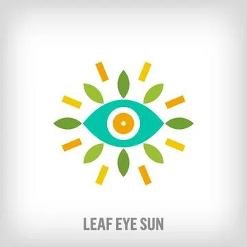 Creative leaf, sun and eye sign logo. Stock Illustration