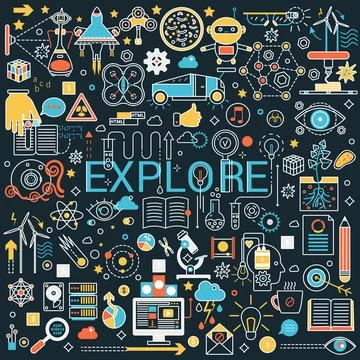 Creative learning and world exploration Illustrazione stock