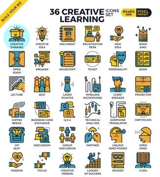Creative learning icons Illustrazione stock