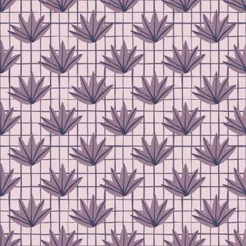 Creative leaves seamless pattern on stripes background. Abstract leaf endless Illustrazione stock