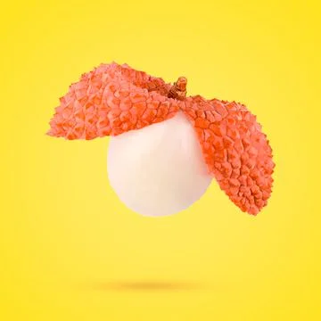 Creative lechee fruit on lluminating background with clipping path Stock Photos