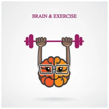 Creative left and right brain sign with the barbell on background Stock Illustration