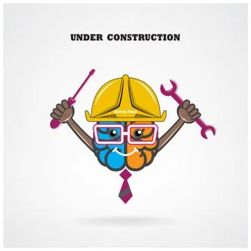 Creative left and right brain sign under construction with screwdriver and wr Stock Illustration