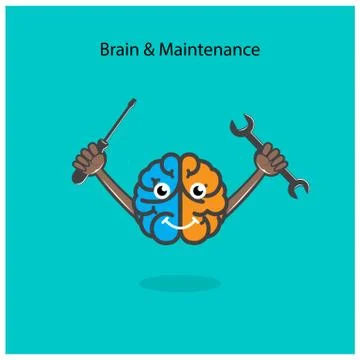 Creative left and right brain sign with screwdriver and wrench Stock Illustration