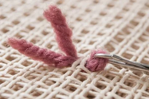 Creative leisure with brown wool wire on canvas Stock Photos
