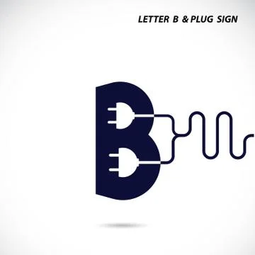 Creative letter B icon abstract logo design vector template with electrical p Stock Illustration