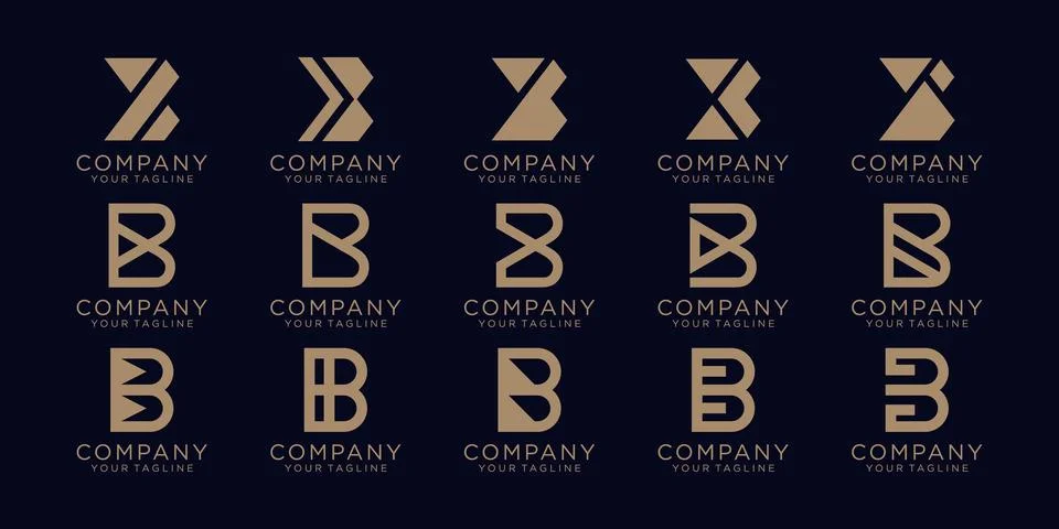 Creative letter B icon set. design for business of luxury, elegant, simple. Stock Illustration