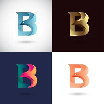 Creative Letter B logo design with different color version. Vector of Bird Lo Stock Illustration