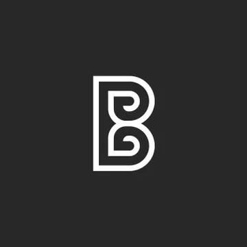 Creative letter B logo monogram design mockup, hipster linear emblem for busi Stock Illustration
