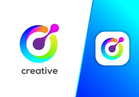 Creative Letter C Cycle Modern Logo Design Stock Illustration