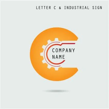 Creative letter C icon abstract logo design vector template with industry and Stock Illustration