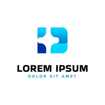 Creative letter D with cross inside icon logo vector design Stock Illustration