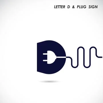 Creative letter D icon abstract logo design vector template with electrical p Stock Illustration