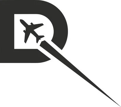 Creative letter D logo design featuring an airplane silhouette Ilustración de archivo