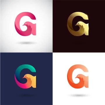 Creative Letter G logo design with different color version. Vector of Bird Lo Stock Illustration